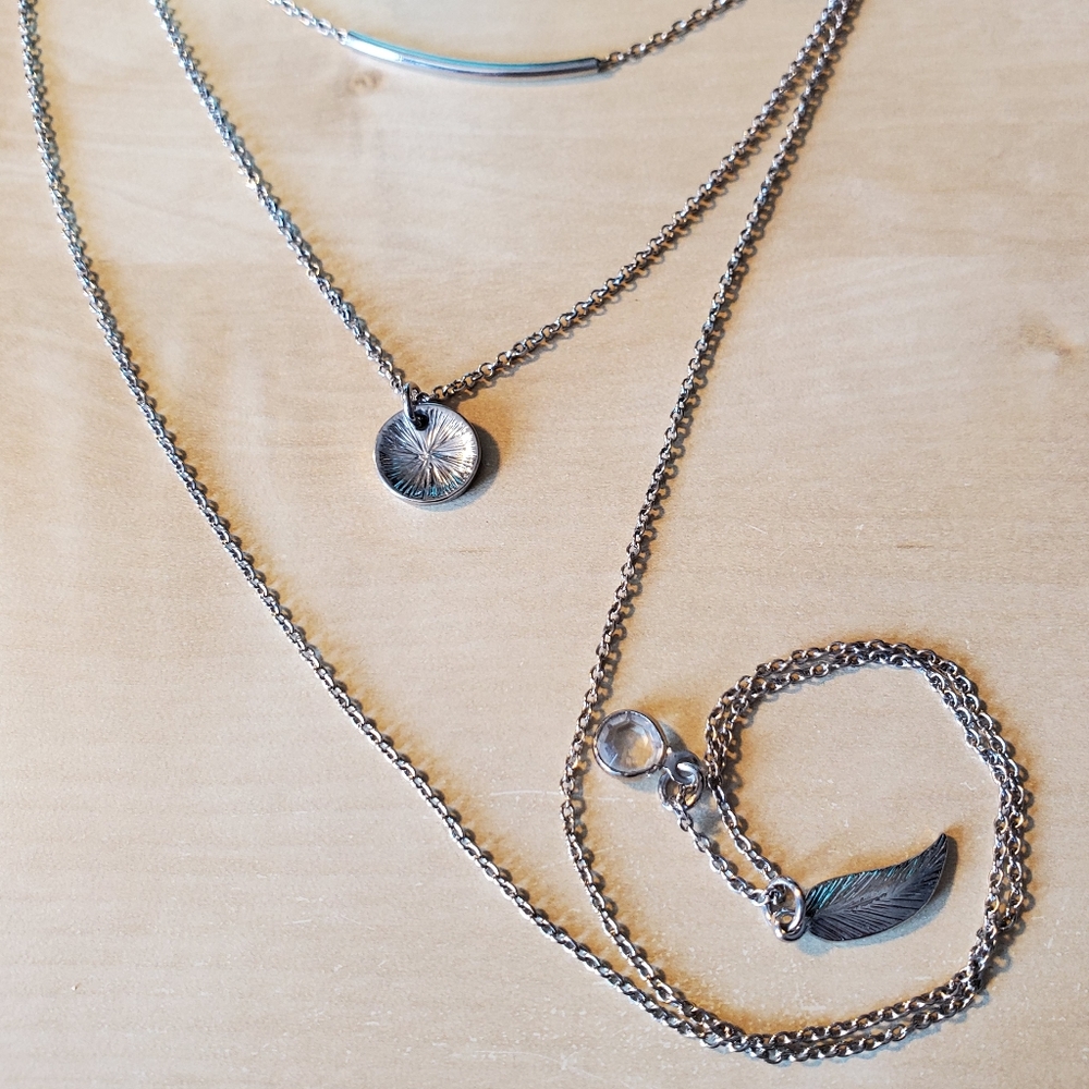 3 Tier Silver Necklace 🦜